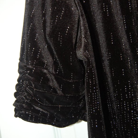 TAN JAY  Women's Black/Silver Velour Jacket Size Large Petite - Picture 6 of 9